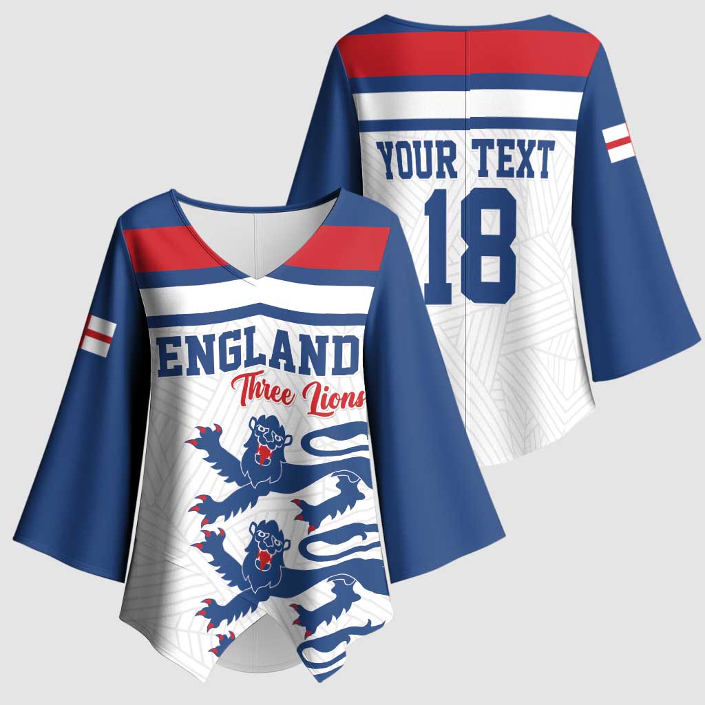 Custom England Three Lions Kimono Sleeve Blouse Vintage Stripe Football Fan