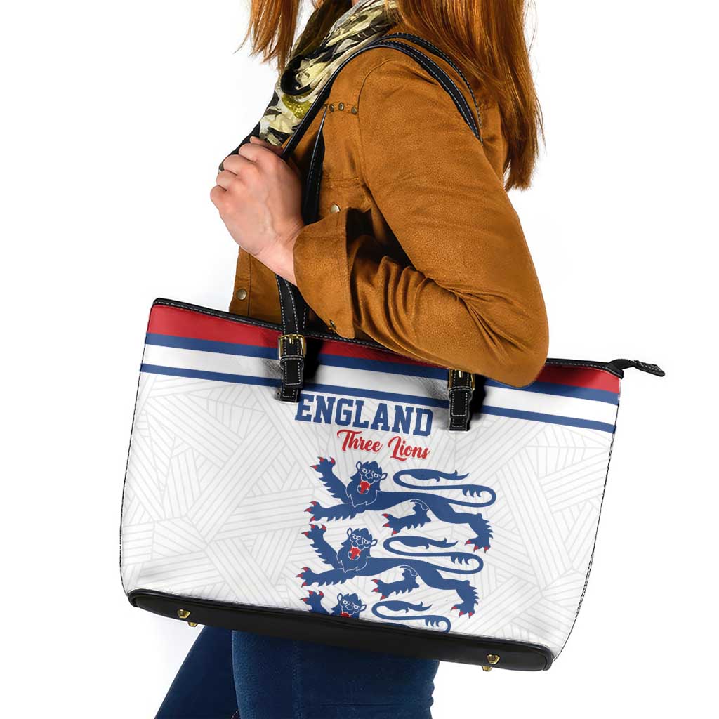 England Three Lions Leather Tote Bag Vintage Stripe Football Fan