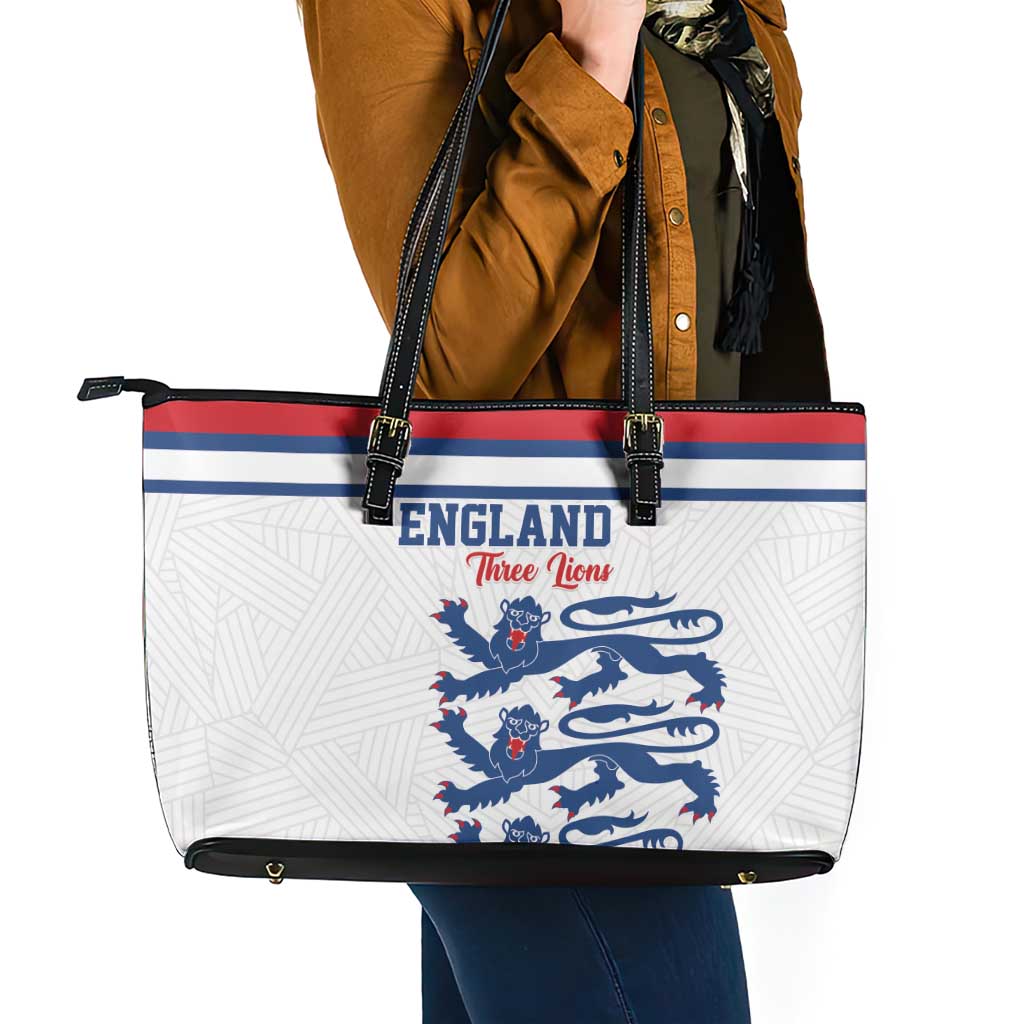 England Three Lions Leather Tote Bag Vintage Stripe Football Fan