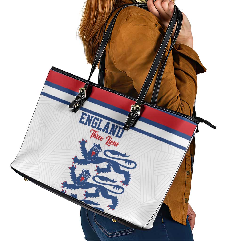 England Three Lions Leather Tote Bag Vintage Stripe Football Fan