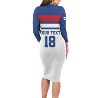 Custom England Three Lions Long Sleeve Bodycon Dress Vintage Stripe Football Fan