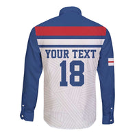 Custom England Three Lions Long Sleeve Button Shirt Vintage Stripe Football Fan