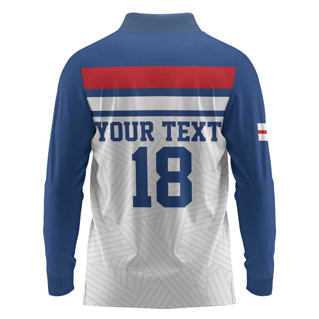 Custom England Three Lions Long Sleeve Polo Shirt Vintage Stripe Football Fan
