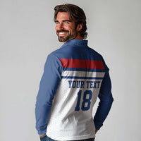 Custom England Three Lions Long Sleeve Polo Shirt Vintage Stripe Football Fan