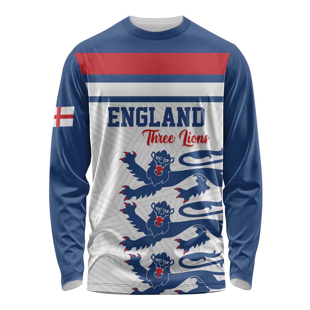 Custom England Three Lions Long Sleeve Shirt Vintage Stripe Football Fan