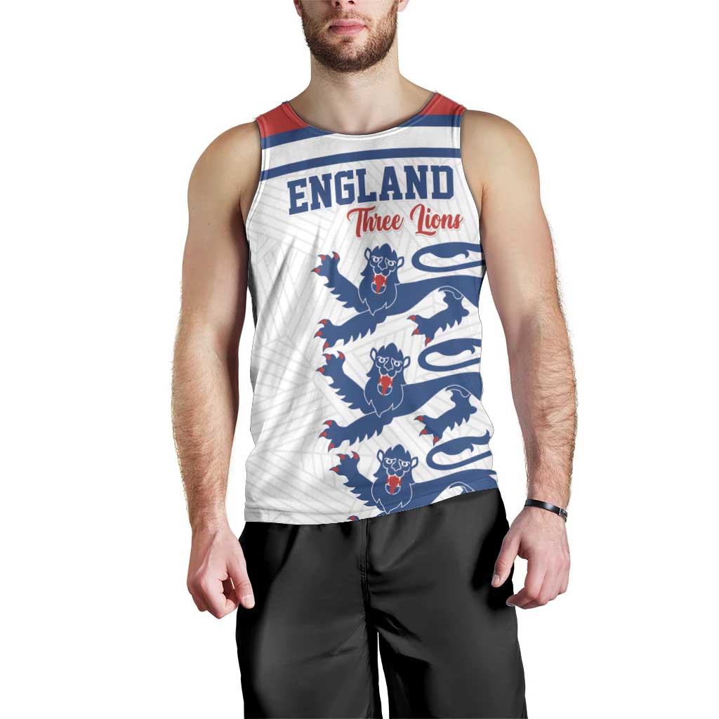 Custom England Three Lions Men Tank Top Vintage Stripe Football Fan