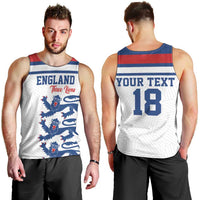 Custom England Three Lions Men Tank Top Vintage Stripe Football Fan