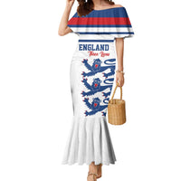 Custom England Three Lions Mermaid Dress Vintage Stripe Football Fan