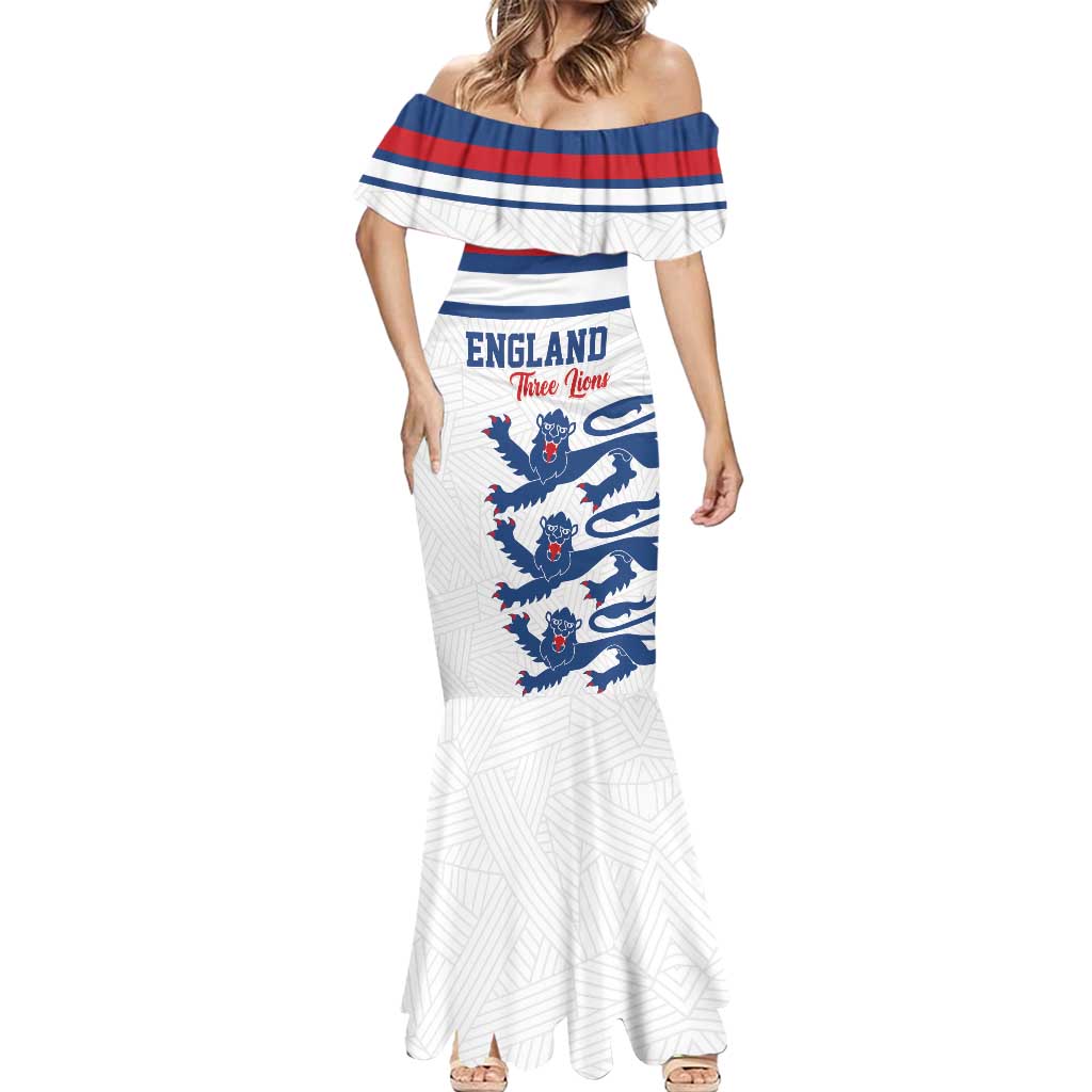 Custom England Three Lions Mermaid Dress Vintage Stripe Football Fan