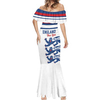Custom England Three Lions Mermaid Dress Vintage Stripe Football Fan
