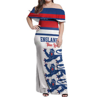 Custom England Three Lions Off Shoulder Maxi Dress Vintage Stripe Football Fan