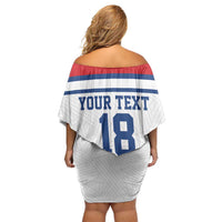 Custom England Three Lions Off Shoulder Short Dress Vintage Stripe Football Fan