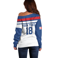 Custom England Three Lions Off Shoulder Sweater Vintage Stripe Football Fan