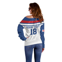 Custom England Three Lions Off Shoulder Sweater Vintage Stripe Football Fan