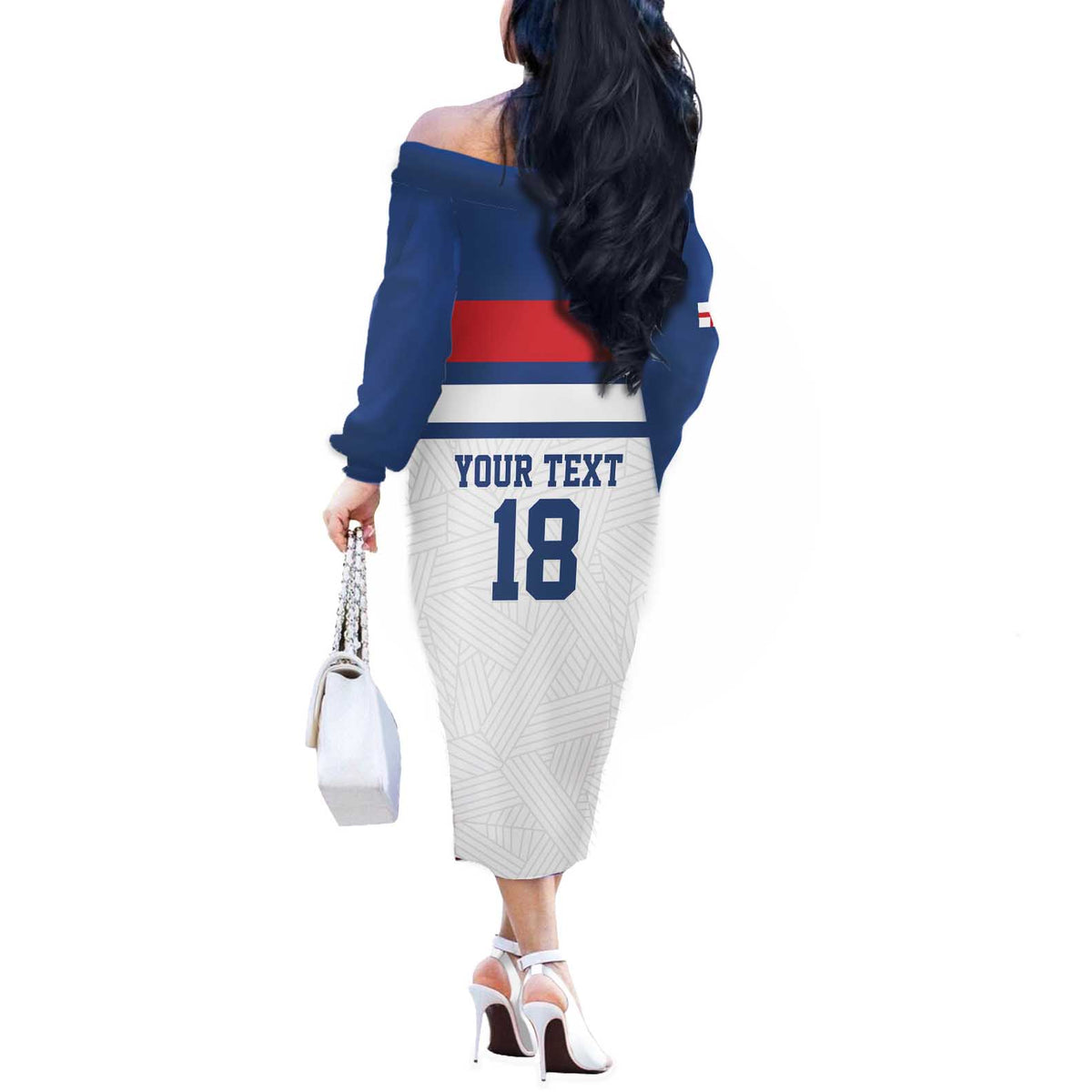 Custom England Three Lions Off The Shoulder Long Sleeve Dress Vintage Stripe Football Fan