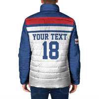 Custom England Three Lions Padded Jacket Vintage Stripe Football Fan