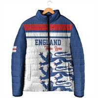 Custom England Three Lions Padded Jacket Vintage Stripe Football Fan