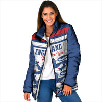 Custom England Three Lions Padded Jacket Vintage Stripe Football Fan