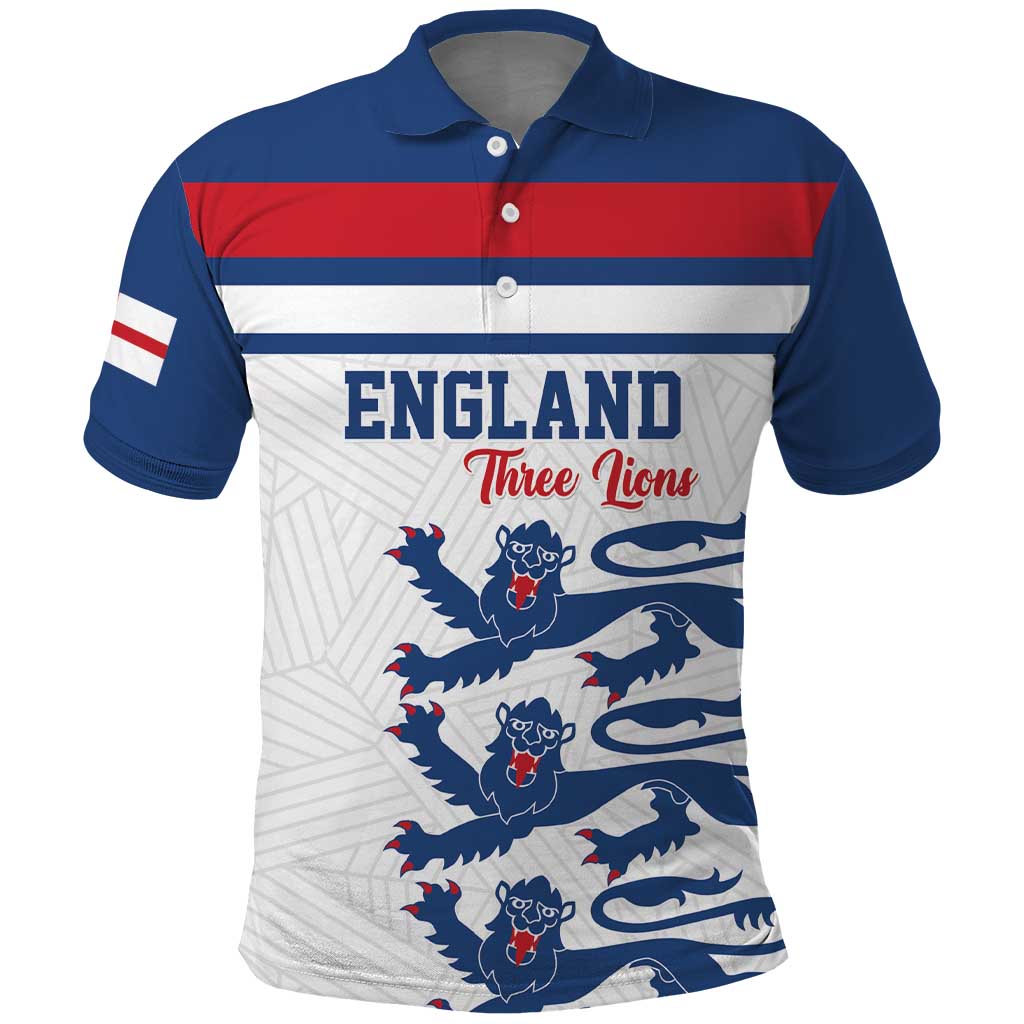 Custom England Three Lions Polo Shirt Vintage Stripe Football Fan