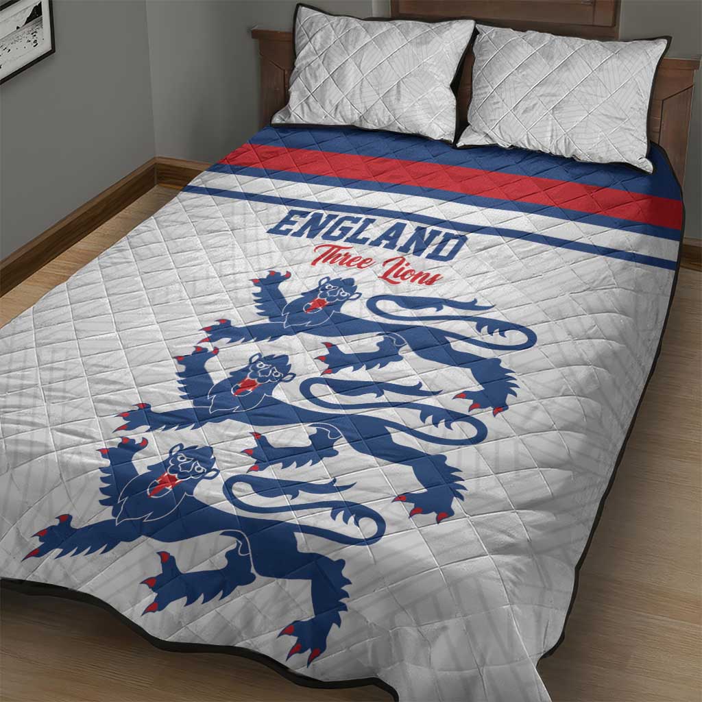 England Three Lions Quilt Bed Set Vintage Stripe Football Fan