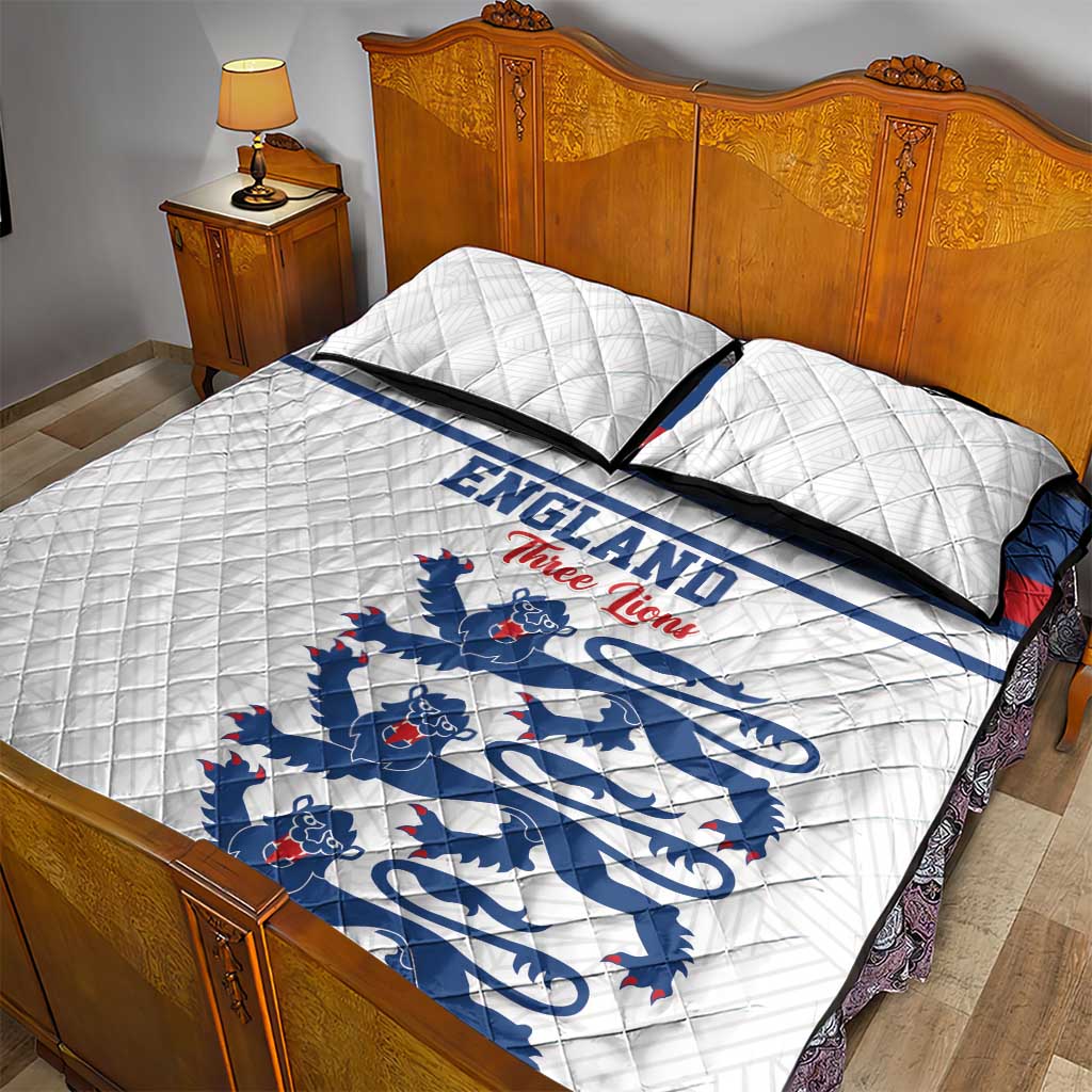 England Three Lions Quilt Bed Set Vintage Stripe Football Fan