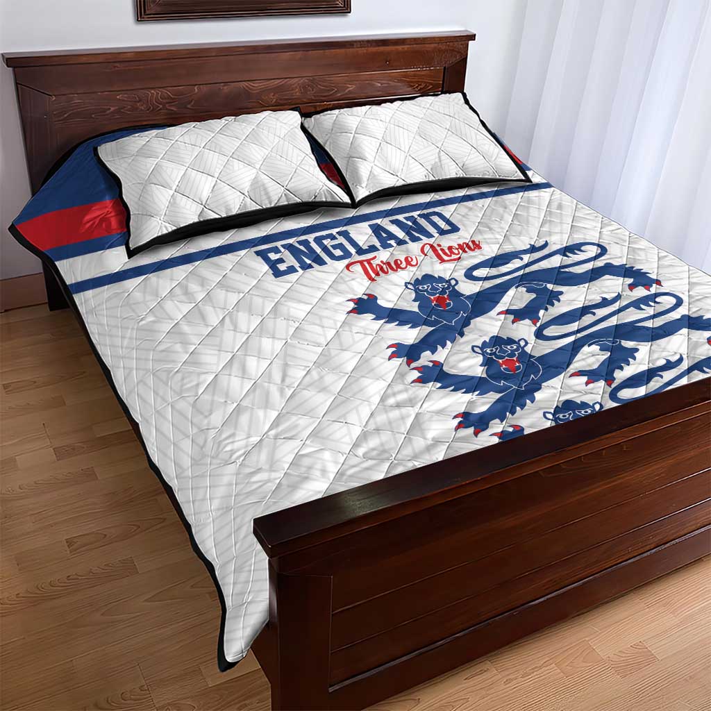 England Three Lions Quilt Bed Set Vintage Stripe Football Fan