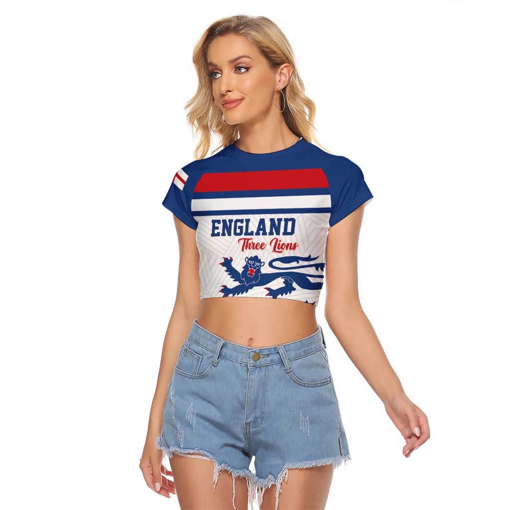 Custom England Three Lions Raglan Cropped T Shirt Vintage Stripe Football Fan