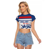 Custom England Three Lions Raglan Cropped T Shirt Vintage Stripe Football Fan