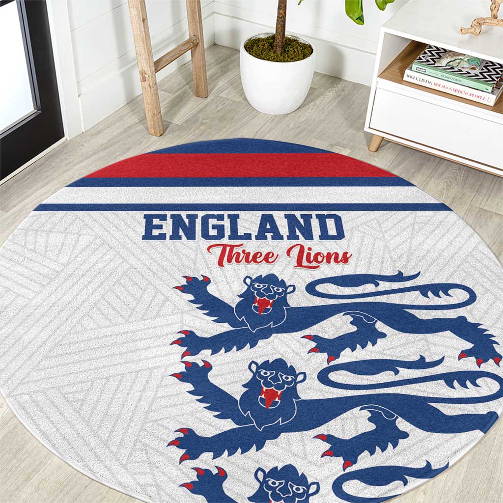England Three Lions Round Carpet Vintage Stripe Football Fan