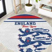 England Three Lions Round Carpet Vintage Stripe Football Fan
