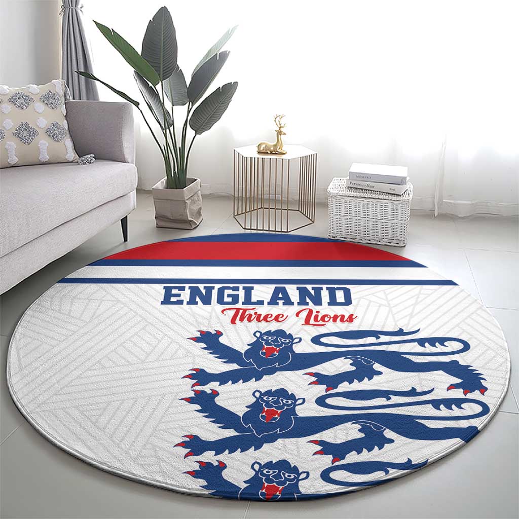England Three Lions Round Carpet Vintage Stripe Football Fan