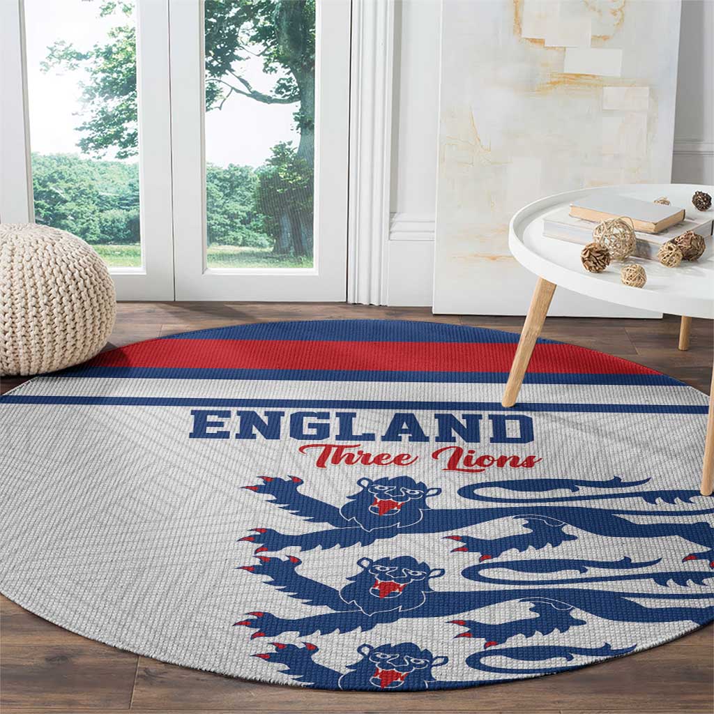 England Three Lions Round Carpet Vintage Stripe Football Fan