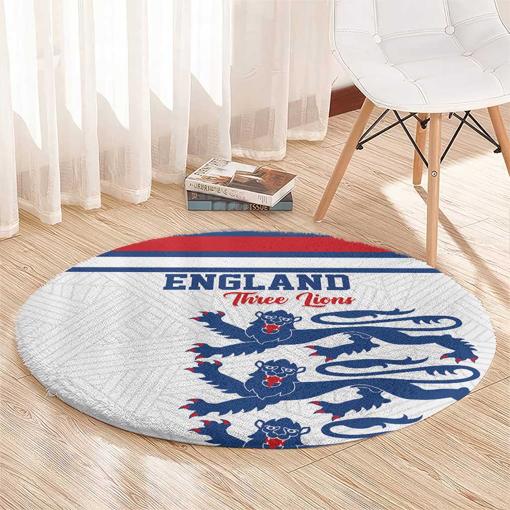 England Three Lions Round Carpet Vintage Stripe Football Fan