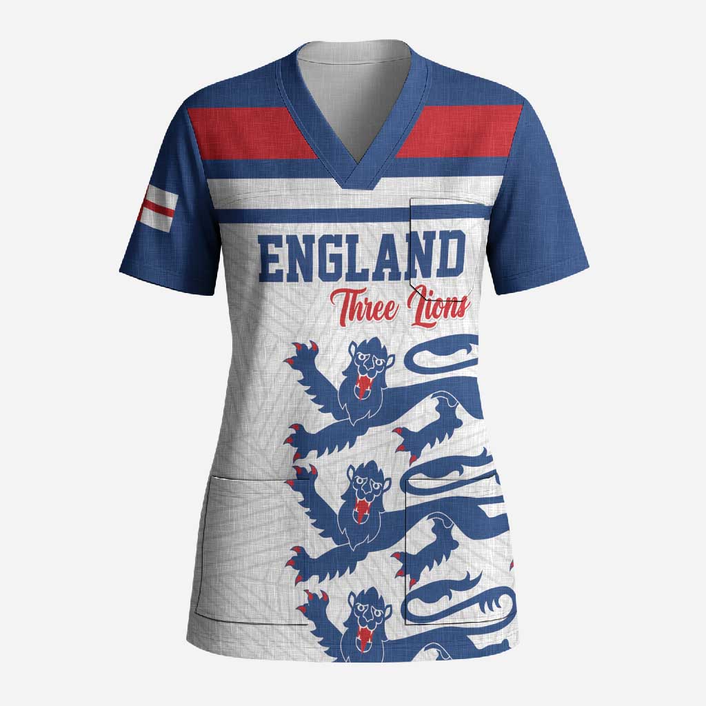 Custom England Three Lions Scrub Top Vintage Stripe Football Fan