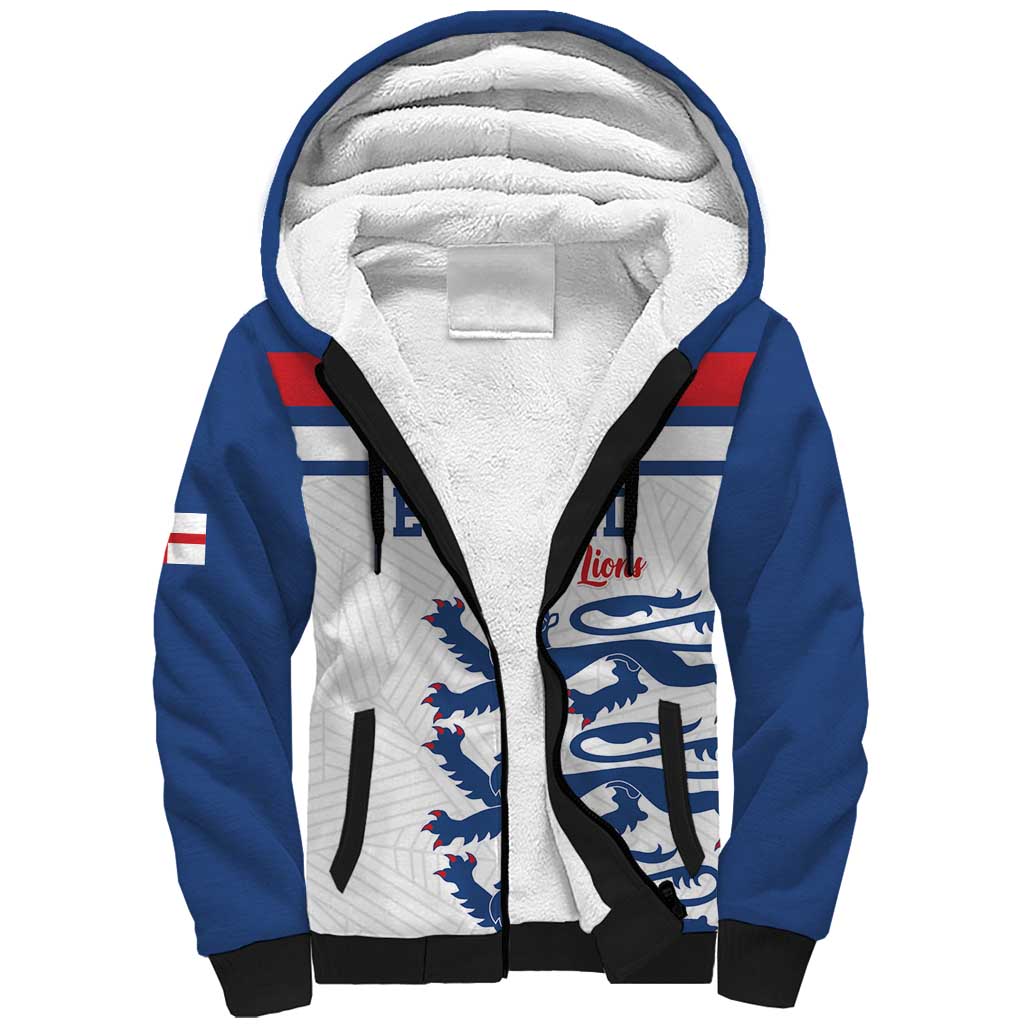 Custom England Three Lions Sherpa Hoodie Vintage Stripe Football Fan