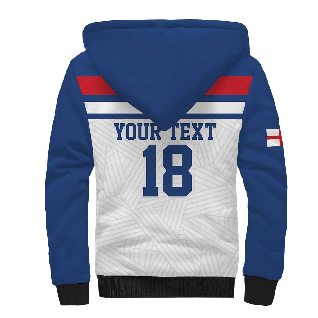 Custom England Three Lions Sherpa Hoodie Vintage Stripe Football Fan