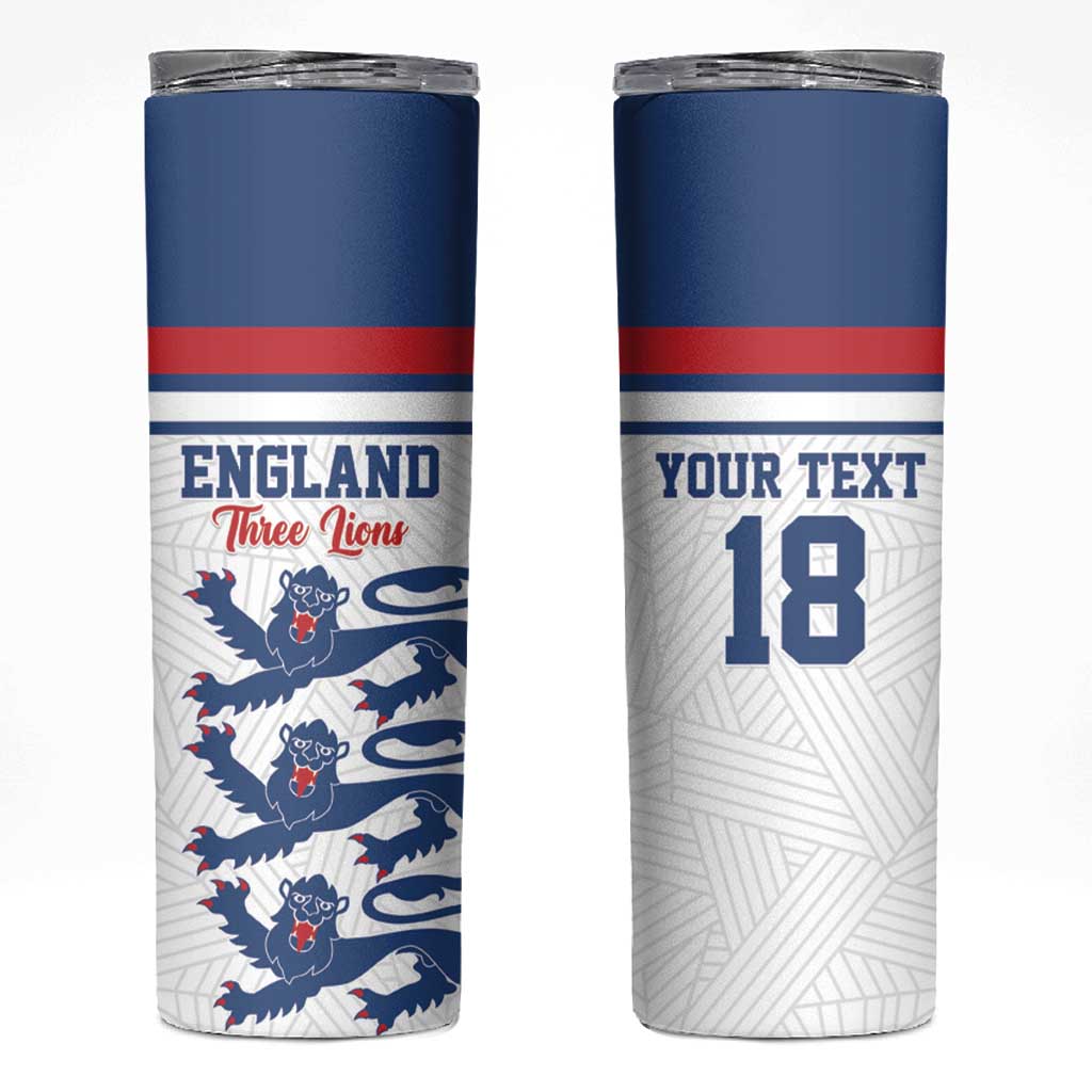 Custom England Three Lions Skinny Tumbler Vintage Stripe Football Fan