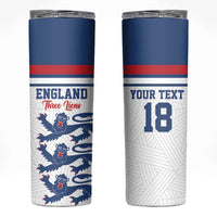Custom England Three Lions Skinny Tumbler Vintage Stripe Football Fan