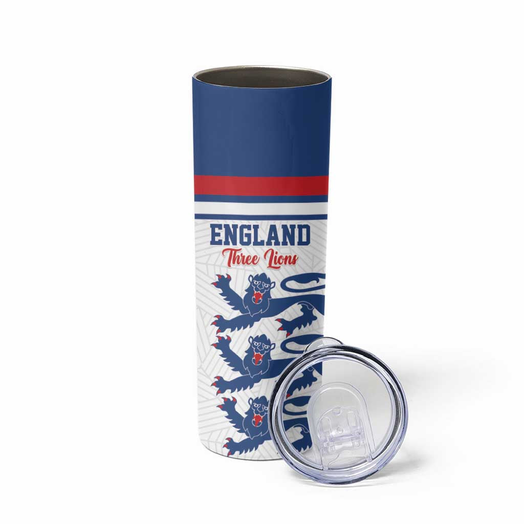 Custom England Three Lions Skinny Tumbler Vintage Stripe Football Fan