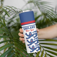 Custom England Three Lions Skinny Tumbler Vintage Stripe Football Fan