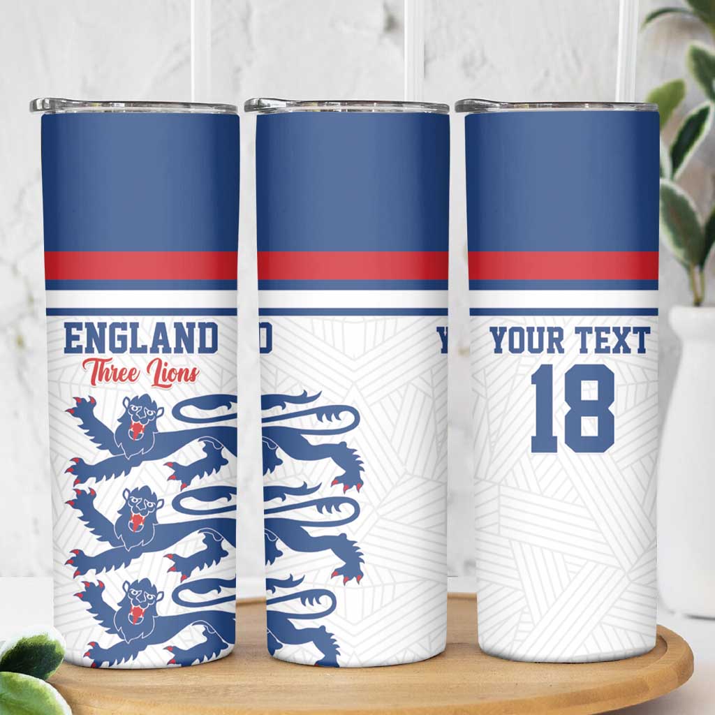 Custom England Three Lions Skinny Tumbler Vintage Stripe Football Fan