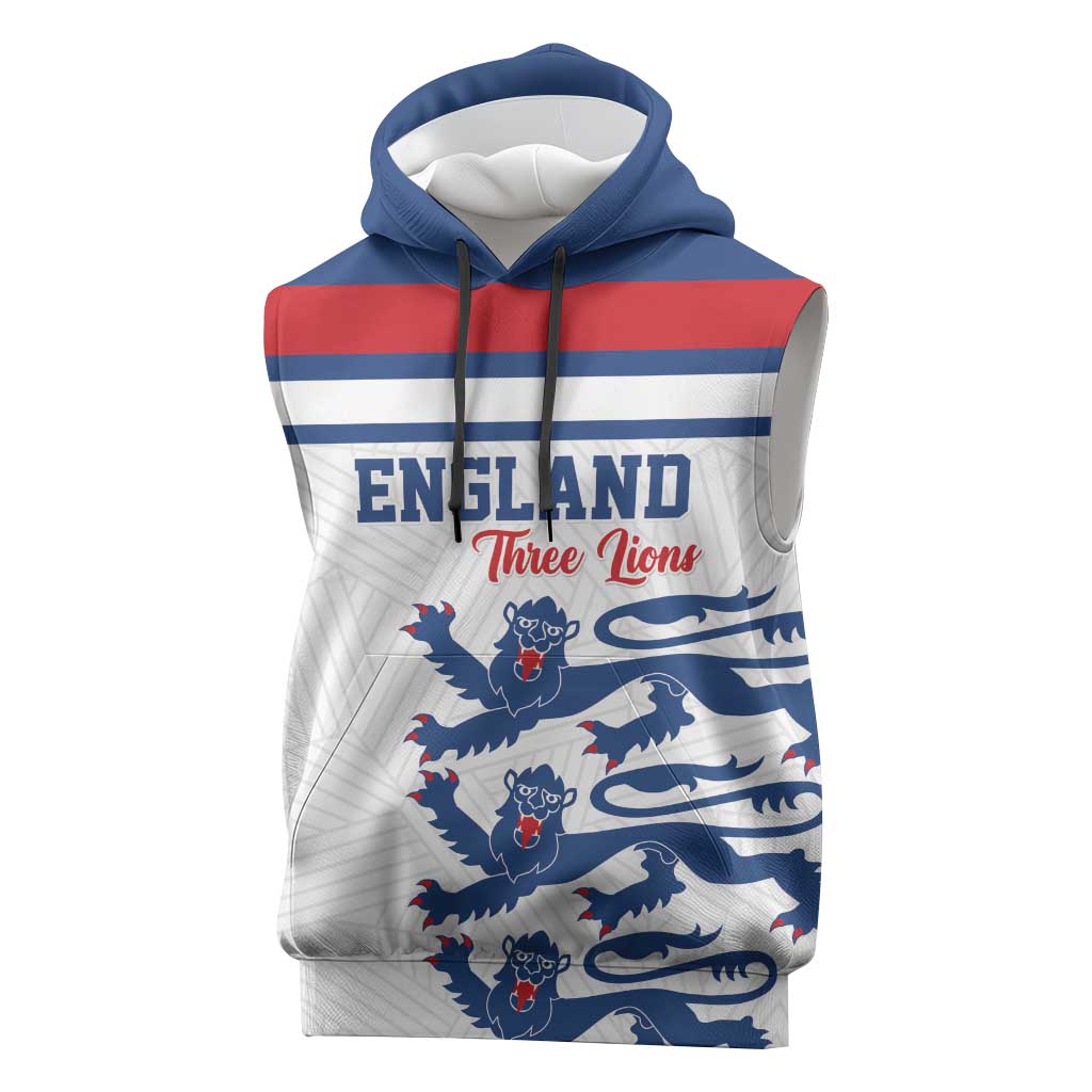 Custom England Three Lions Sleeveless Hoodie Vintage Stripe Football Fan