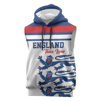 Custom England Three Lions Sleeveless Hoodie Vintage Stripe Football Fan