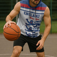 Custom England Three Lions Sleeveless Hoodie Vintage Stripe Football Fan