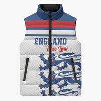 Custom England Three Lions Sleeveless Puffer Jacket Vintage Stripe Football Fan