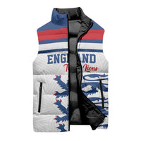 Custom England Three Lions Sleeveless Puffer Jacket Vintage Stripe Football Fan