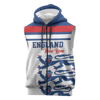 Custom England Three Lions Sleeveless Zip Hoodie Vintage Stripe Football Fan