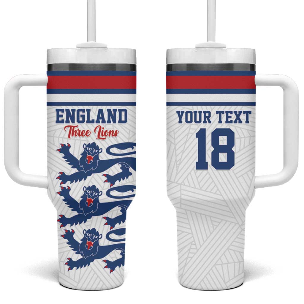 Custom England Three Lions Tumbler With Handle Vintage Stripe Football Fan