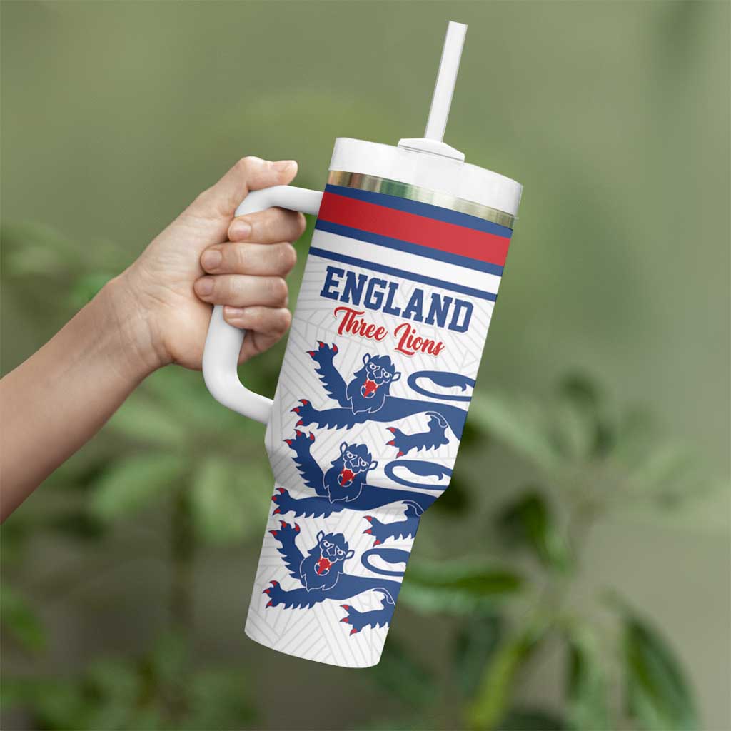 Custom England Three Lions Tumbler With Handle Vintage Stripe Football Fan