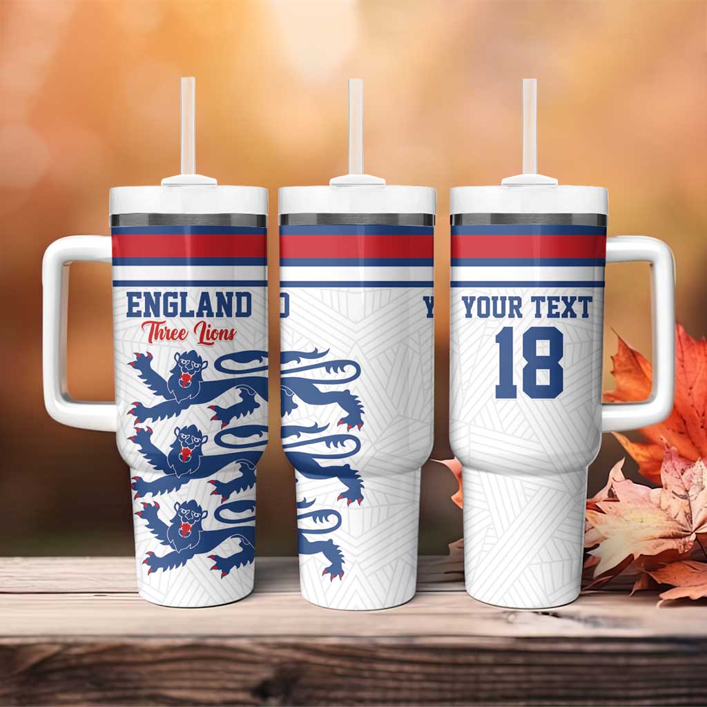 Custom England Three Lions Tumbler With Handle Vintage Stripe Football Fan